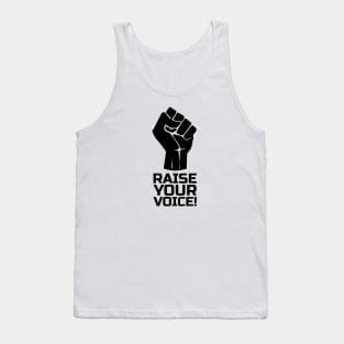 Rise Your Voice with Fist 1 in Black Tank Top